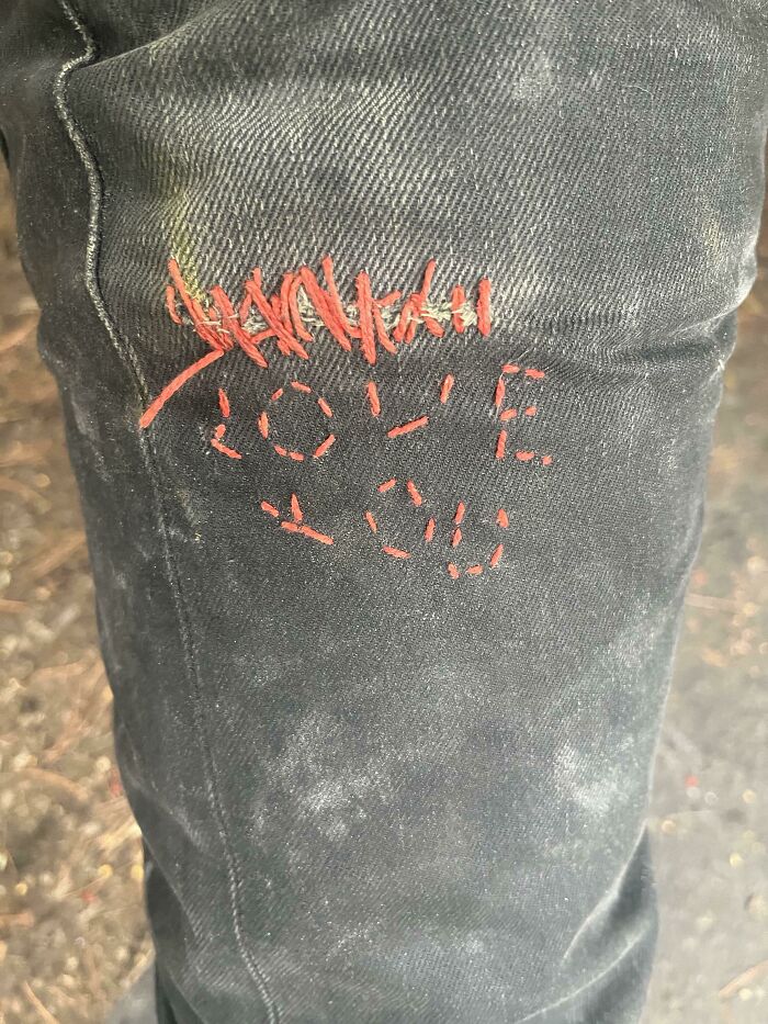 My 10 Year Old Mended My Jeans For Me